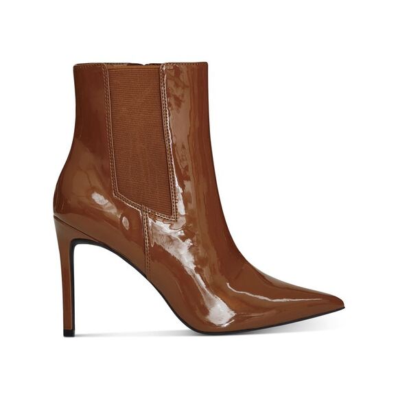 INC Womens Brown Patent Comfort Goring Katalina Pointy Toe Stiletto Booties 10 M - Picture 3 of 5